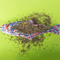 Yeoowww catnip pollock fish cut open and showing it is stuffed with only top grade North American catnip