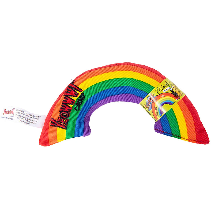 Yeowww catnip rainbow showing point of sale labels