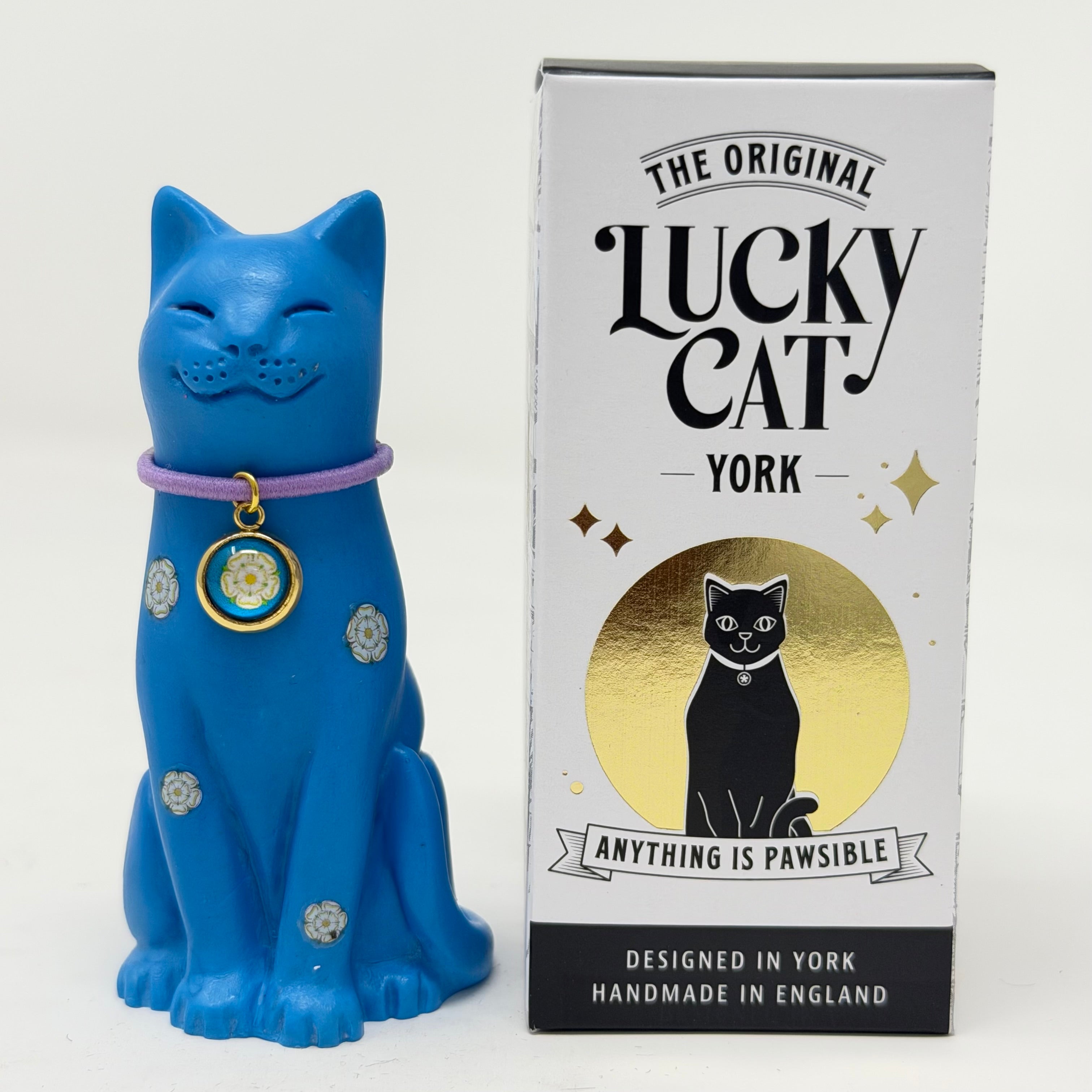 Yorkshire Rose Blue Lucky Cat