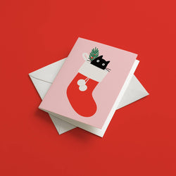 Cat in Stocking Christmas card