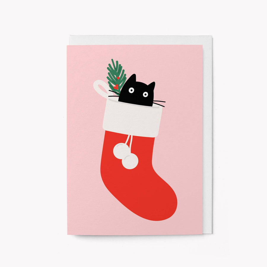 Cat in Stocking Christmas card