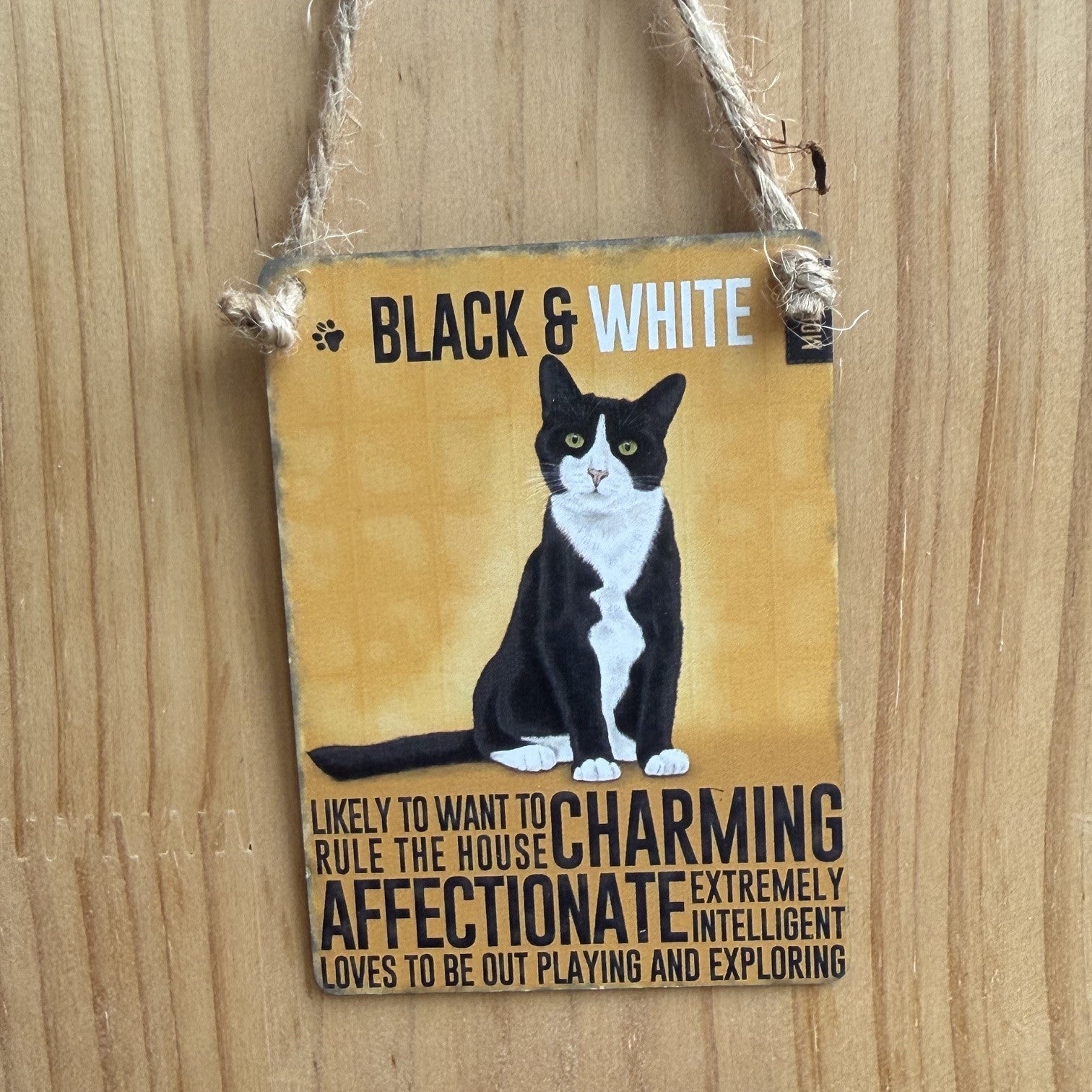 Black & White Cat Metal Dangler