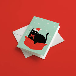 Cat in a Box Christmas card