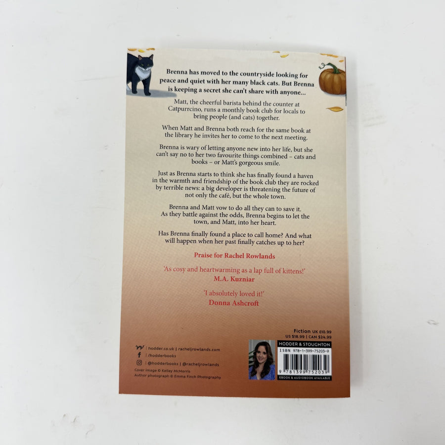 Back cover of The Cat Café Book Club book by Rachel Rowlands