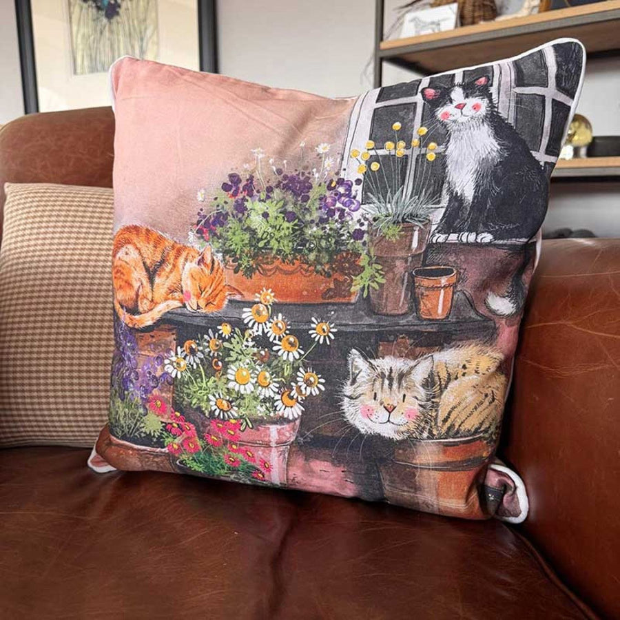 Cats & Pots Cushion Alex Clark