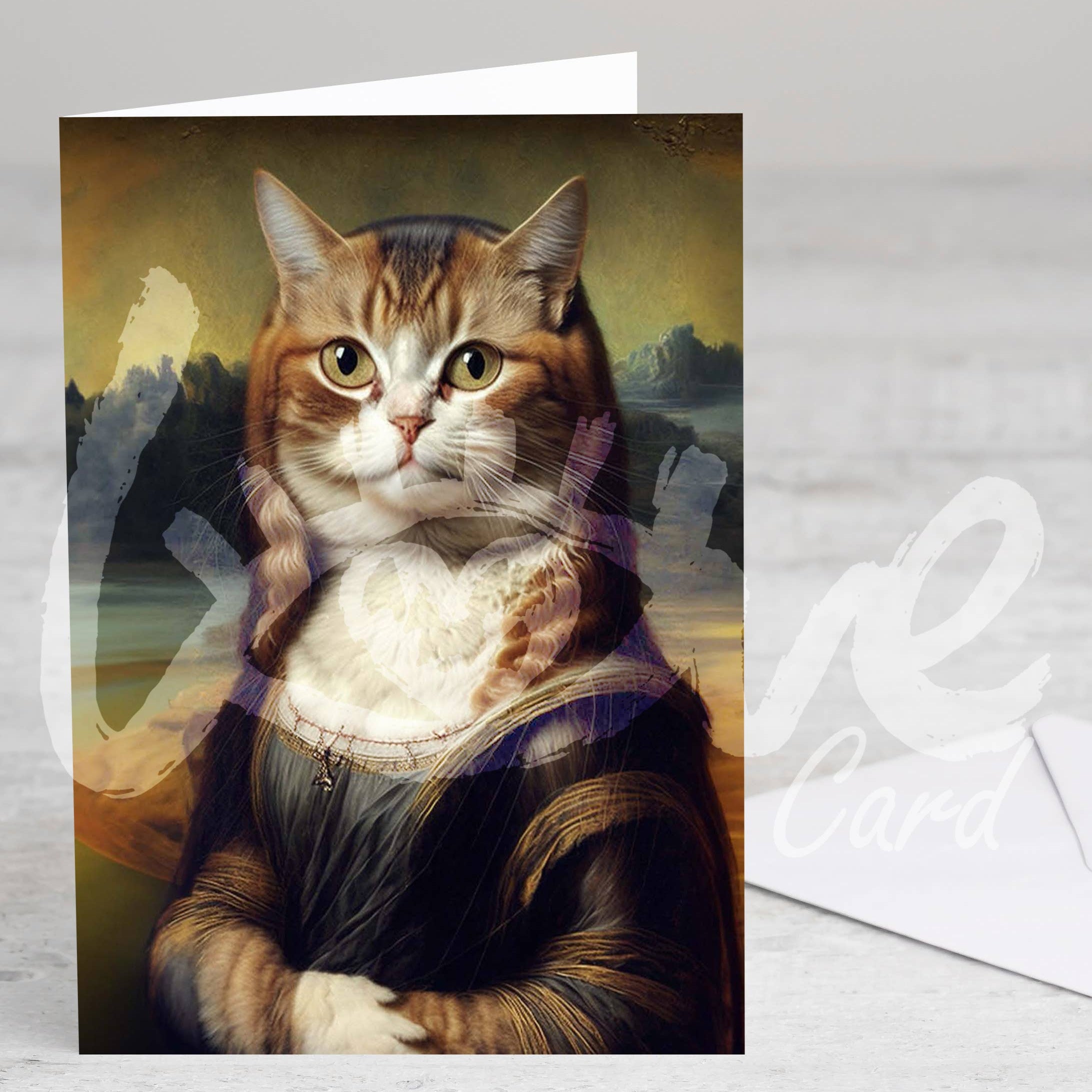 Monalicat Greetings Card