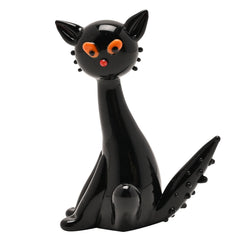 Black Glass Cat Spooky Figurine