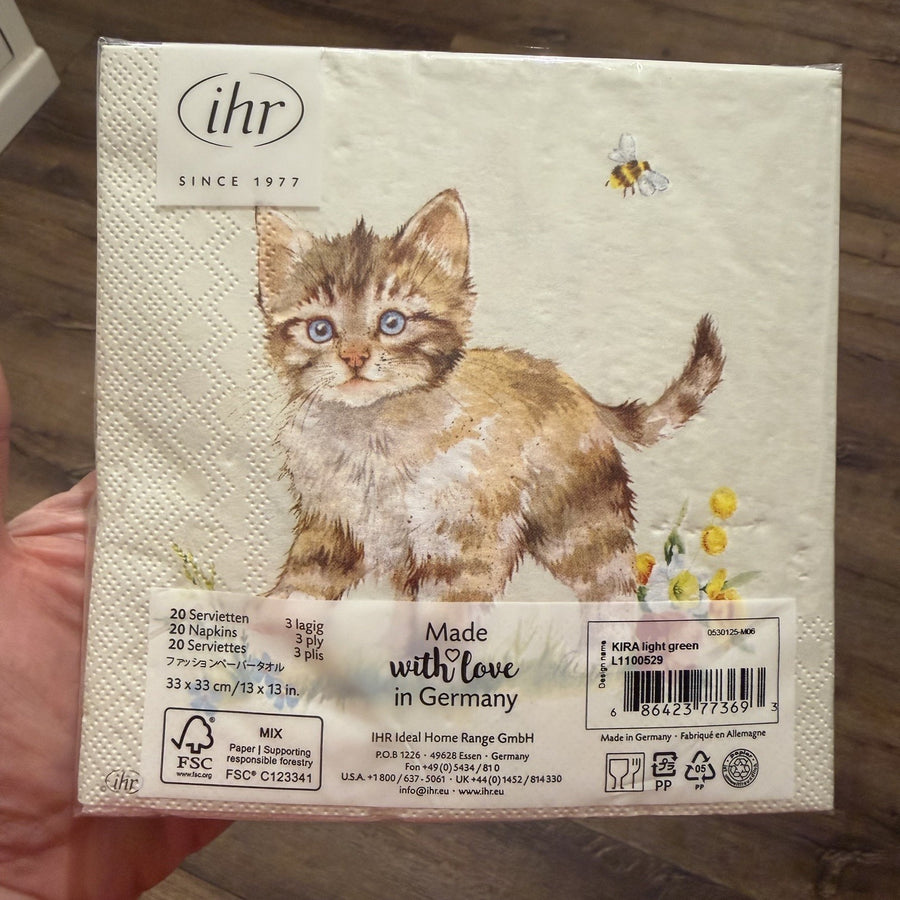 Ihr Cat and Bee Napkins reverse view