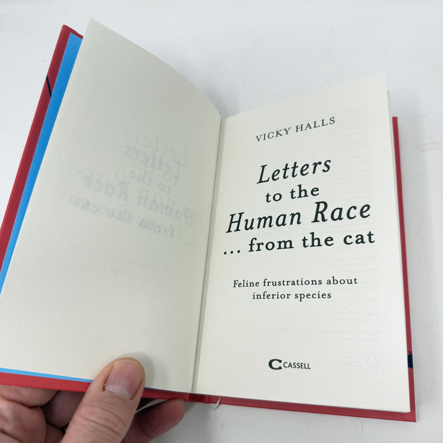 Title page of the book 'Letters to the Human Race from the cat by Vicky Halls