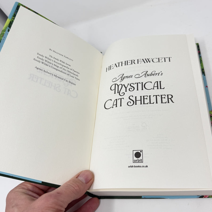 Title page of Heather Fawcett's book Agnes Aubert's Mystical Cat Shelter