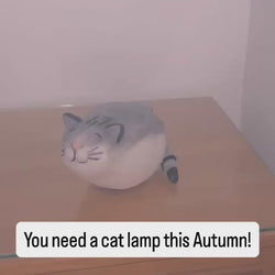 Grey Tabby Cat Felt Lamp