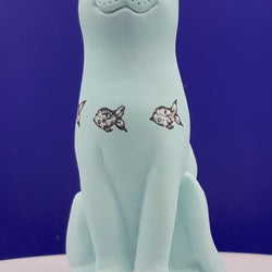 Cat Fish Hand Coloured Original Lucky Cat