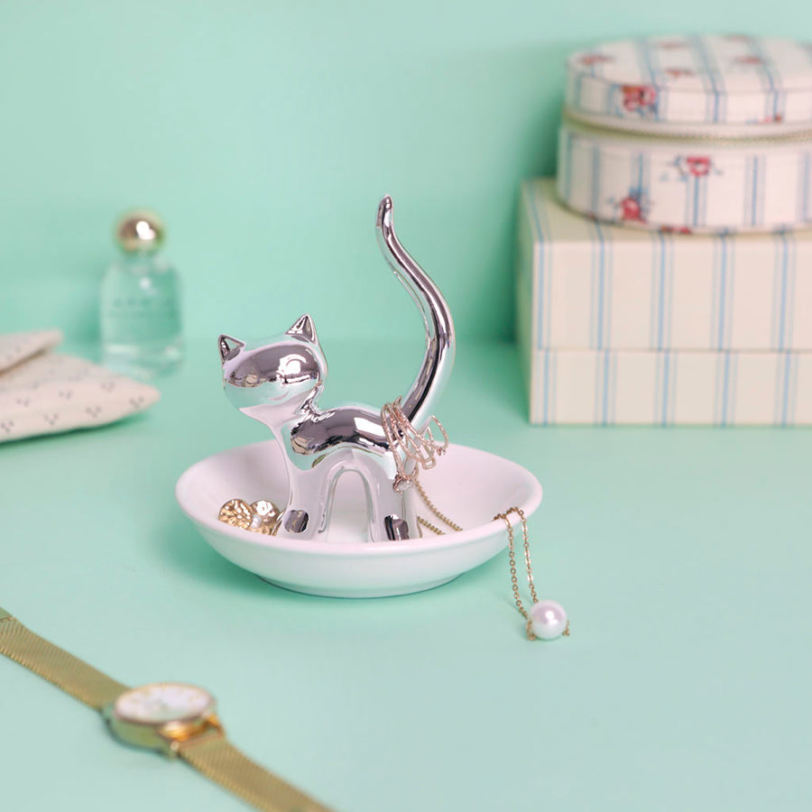 Silver Cat Ring Holder