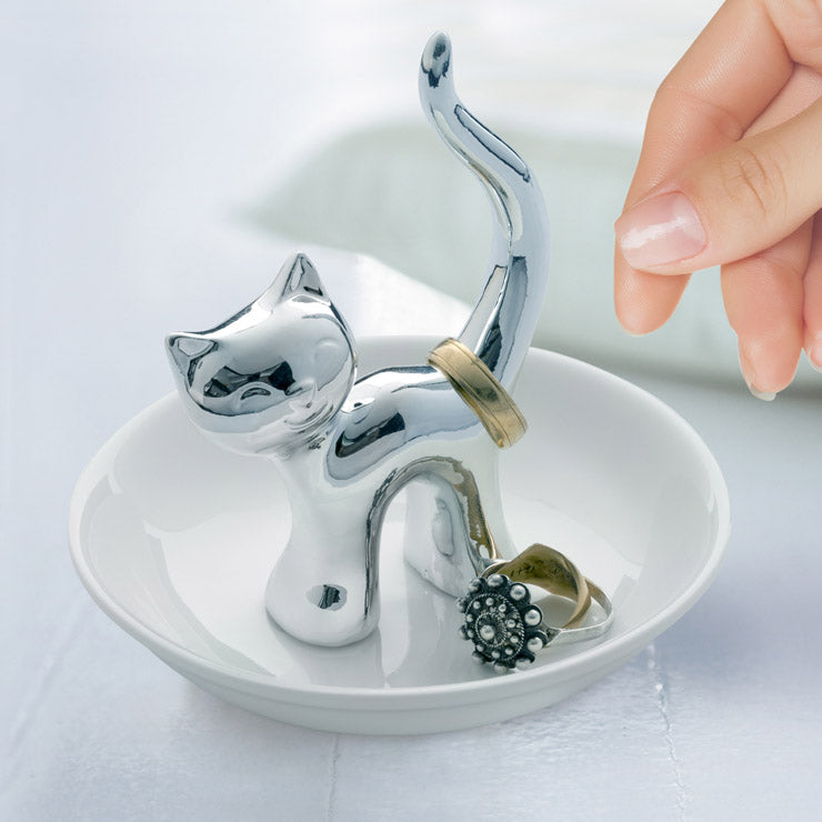 Silver Cat Ring Holder