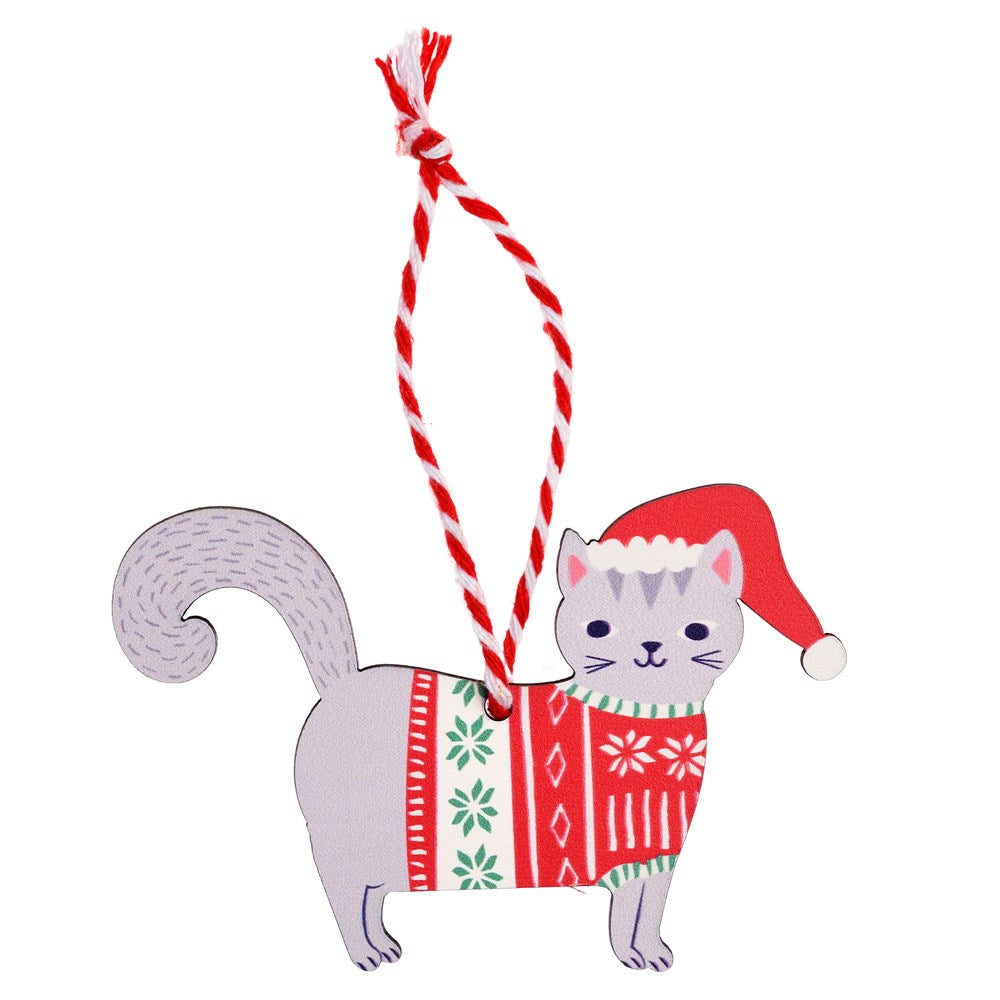 Grey Cat Christmas Tree Decoration