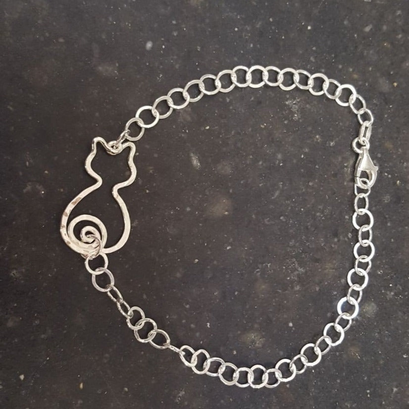 Handmade Sterling Silver Cat Bracelet