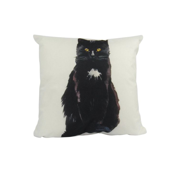 Black Cat Handmade Cushion, 8x8"