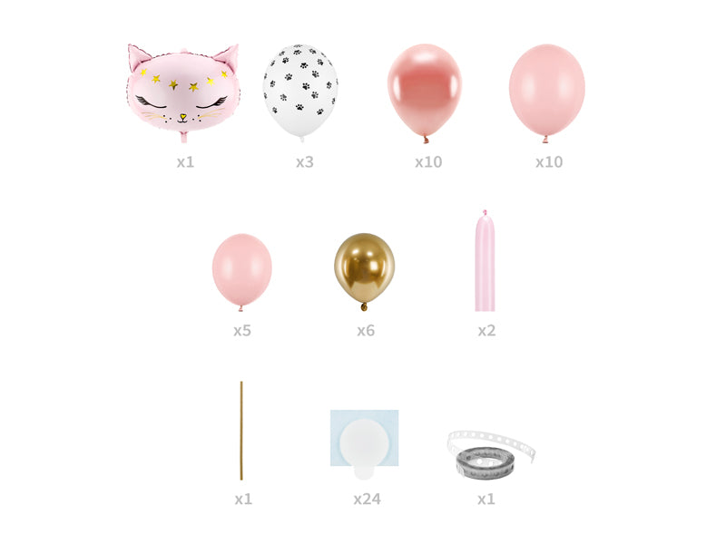 气球花束粉色猫塔