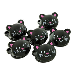 Mini Black Cat Bag Clips - Pack of 6