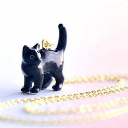 Black Cat Porcelain Pendant