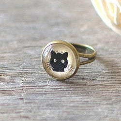 Black Cat Adjustable Ring