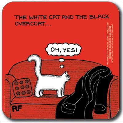 The White Cat and the Black Coat Coaster