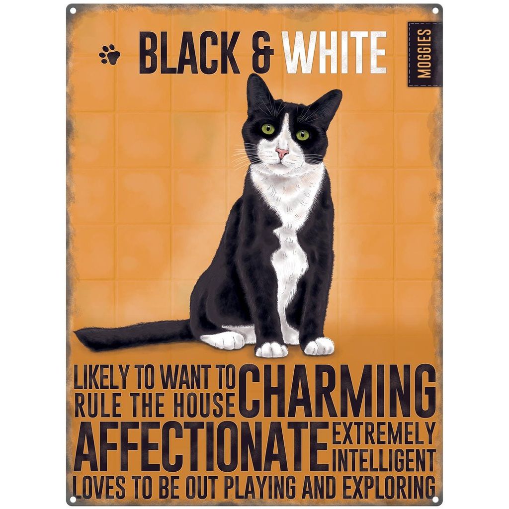 Black & White Cat Metal Dangler