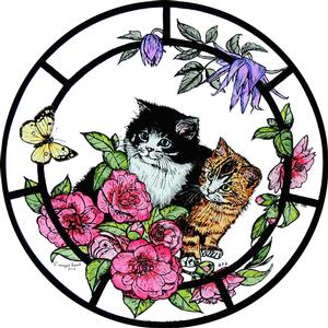 Kittens & Camellias Window Cling