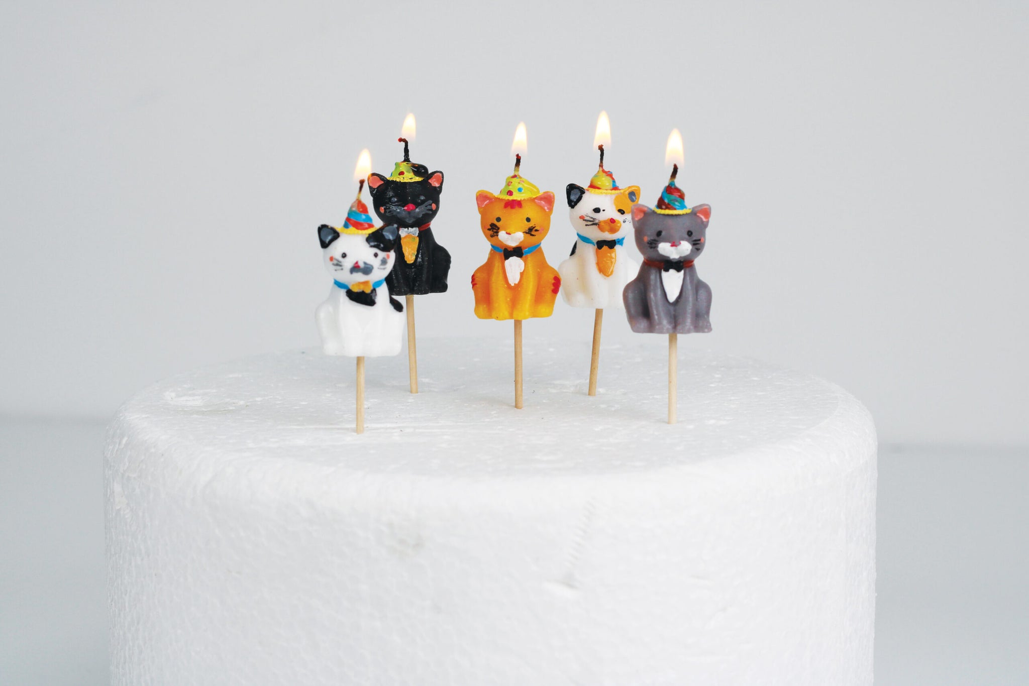 带帽子的猫蛋糕蜡烛