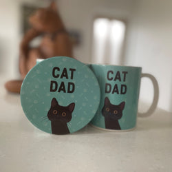 Cat Dad Mug & Coaster, Black Cat