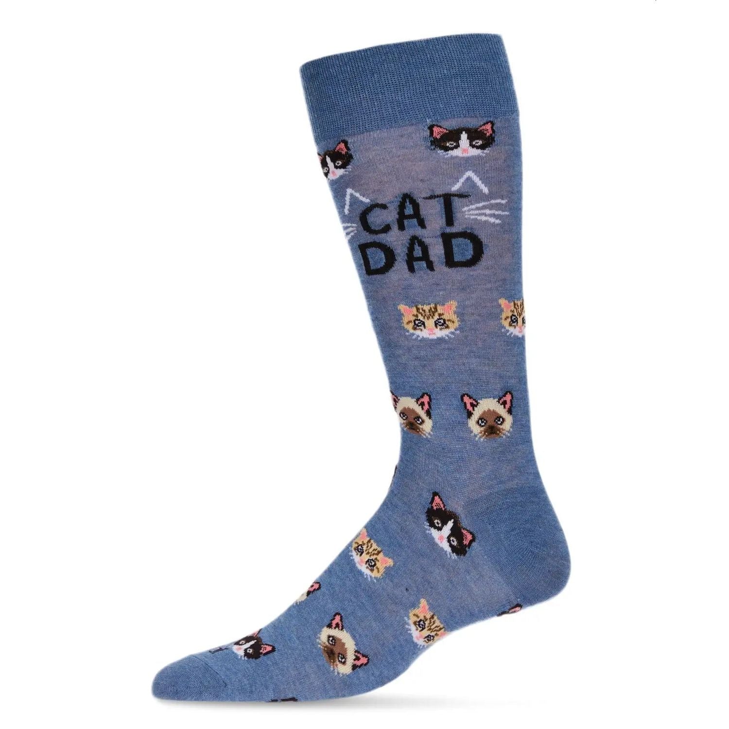 Cat Dad Socks, Denim Heather Blue