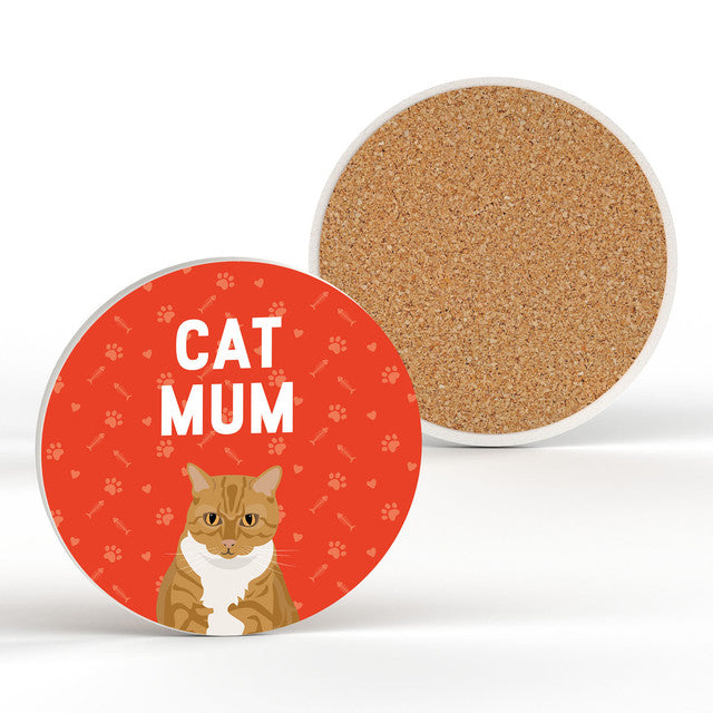 Cat Mum Coaster, Ginger Cat