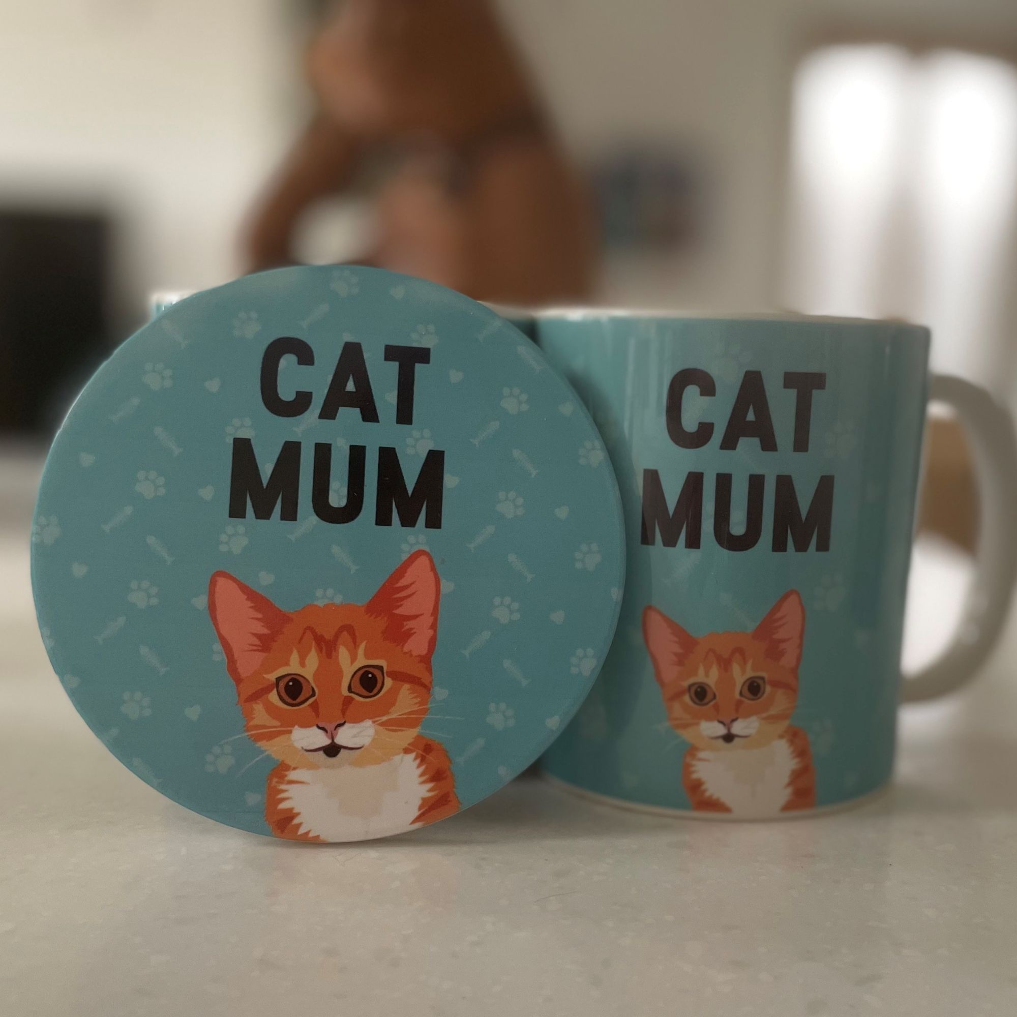 Cat Mum Mug & Coaster, Ginger Cat