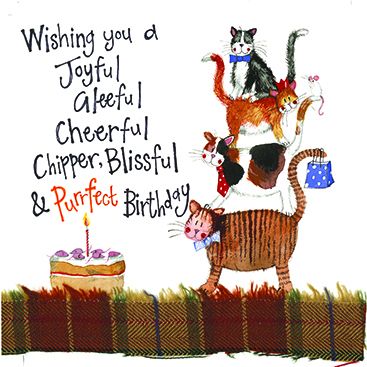 Cat Stack Large Birthday Card by Alex Clark