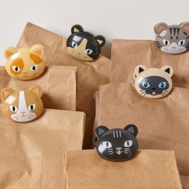 Mini cat head bag clips - pack of 6