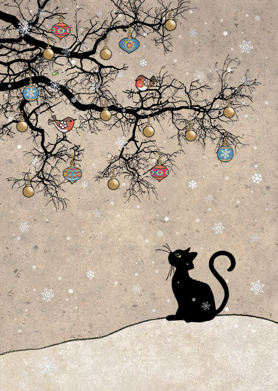 Cat & Robins Christmas Card