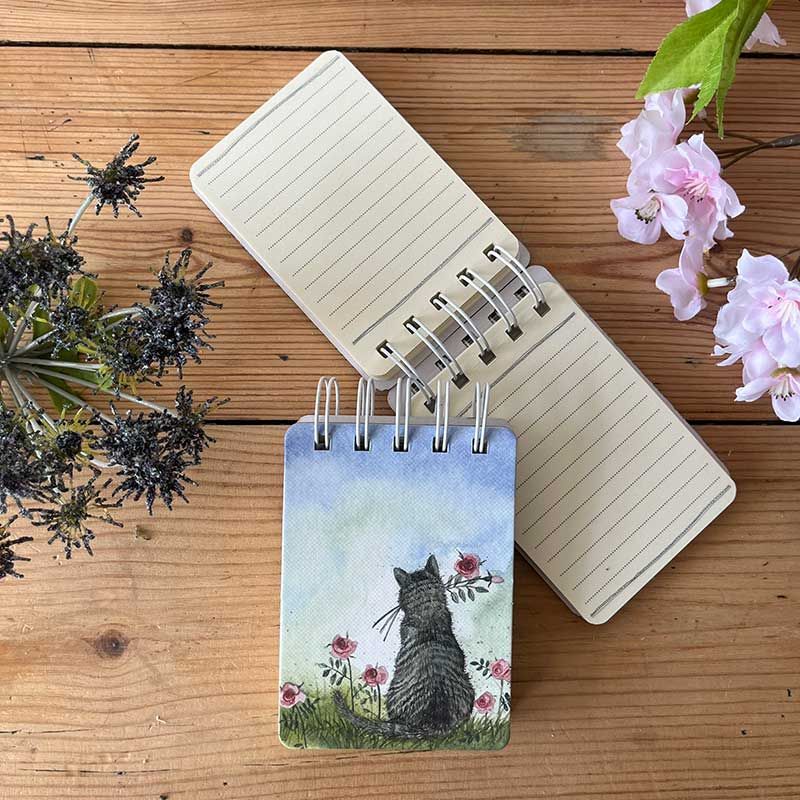 Cat & Roses Spiral Notepad