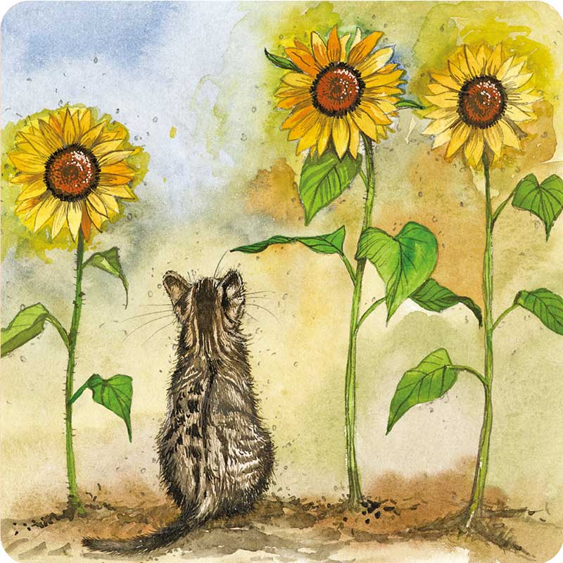 Cat and Sunflowers Coaster