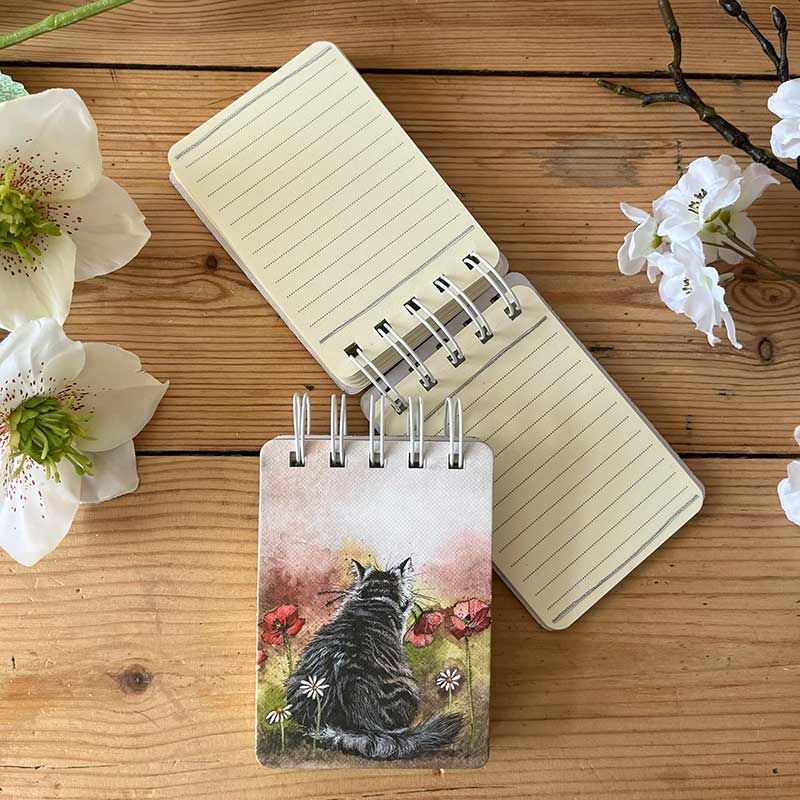 Cat in the Poppies Spiral Notepad