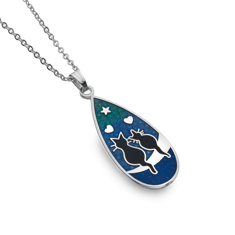 Love Cats 珐琅泪滴项链