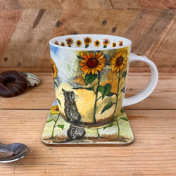 Cat and Sunflowers Mug