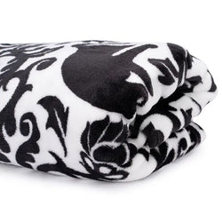 Black Cat Damask Fleece Blanket Set