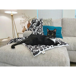 Black Cat Damask Fleece Blanket Set