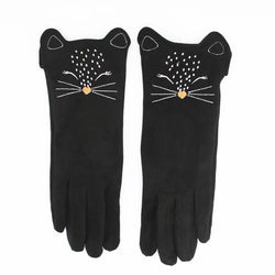 Embroidered Feline Gloves