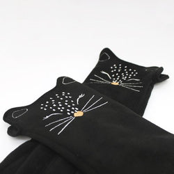 Embroidered Feline Gloves