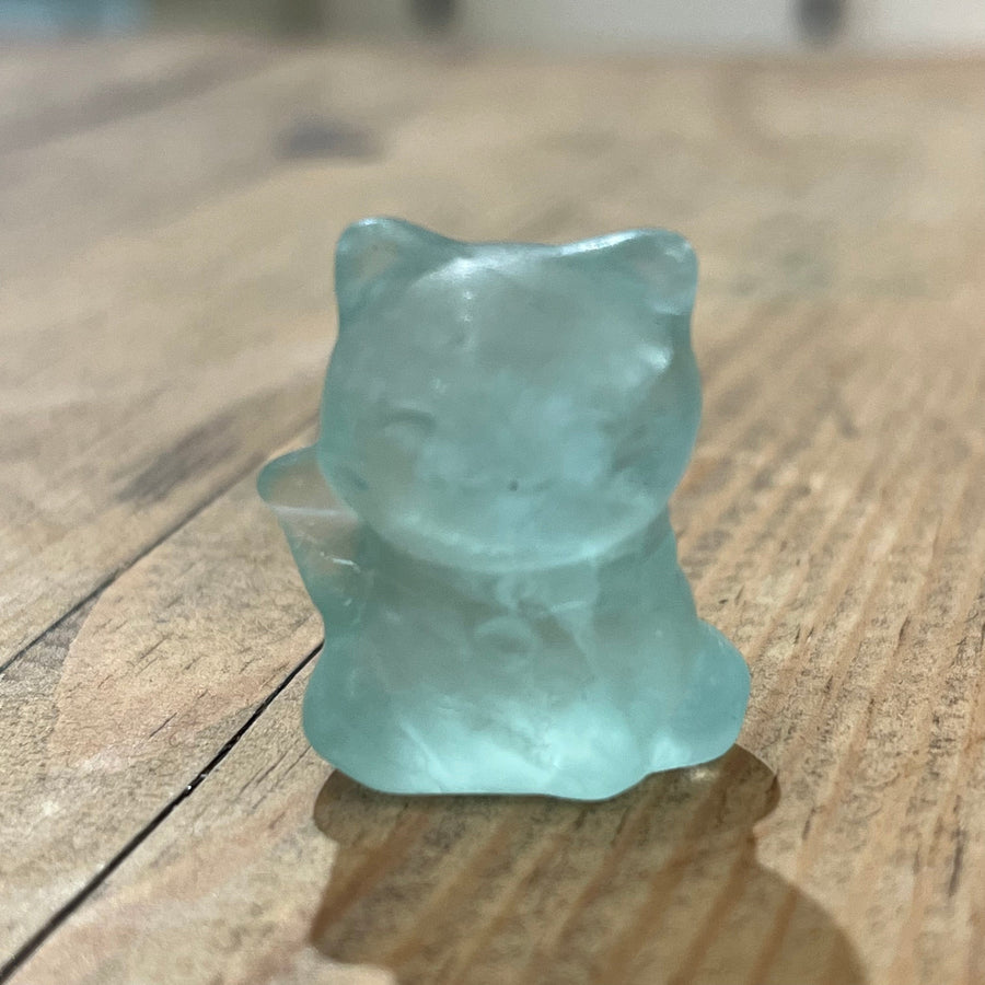 Green Fluorite Maneki Neko Gemstone Cat