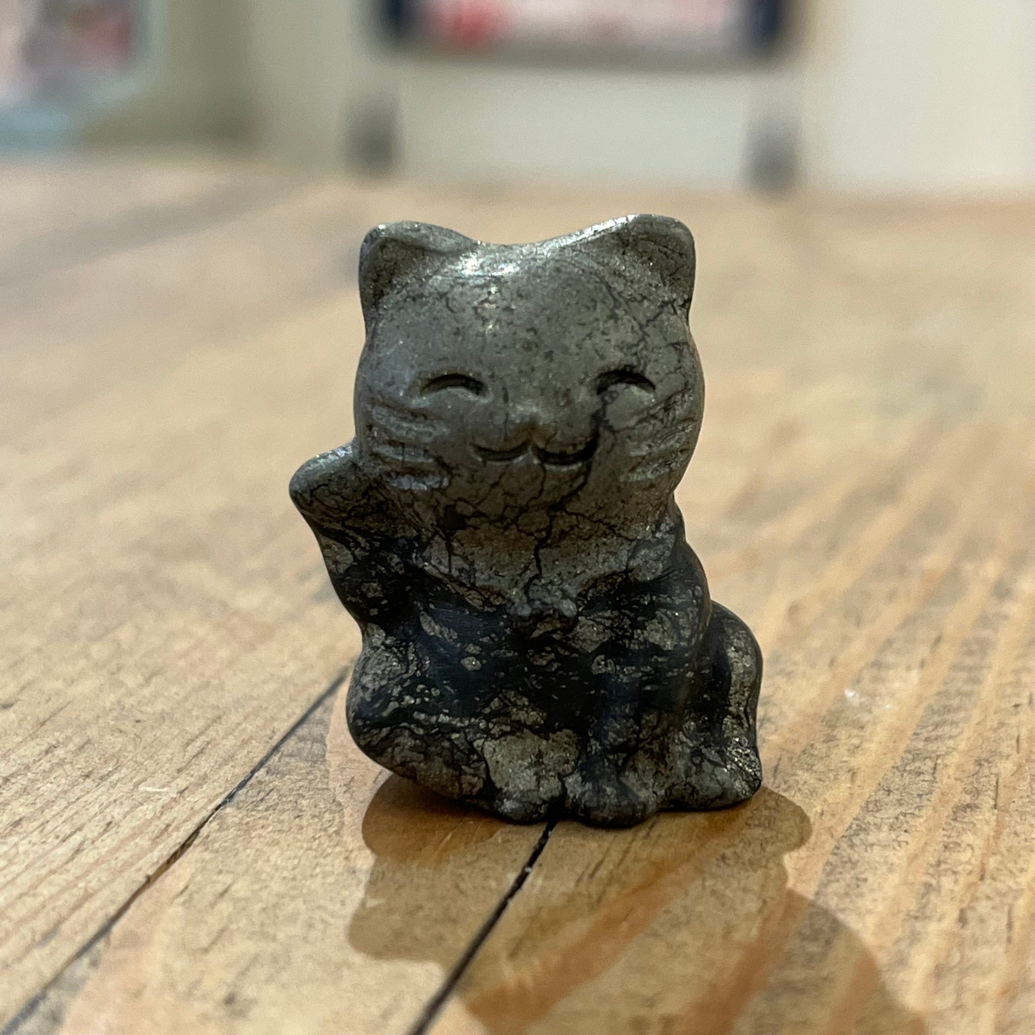 Pyrite Maneki Neko Gemstone Cat