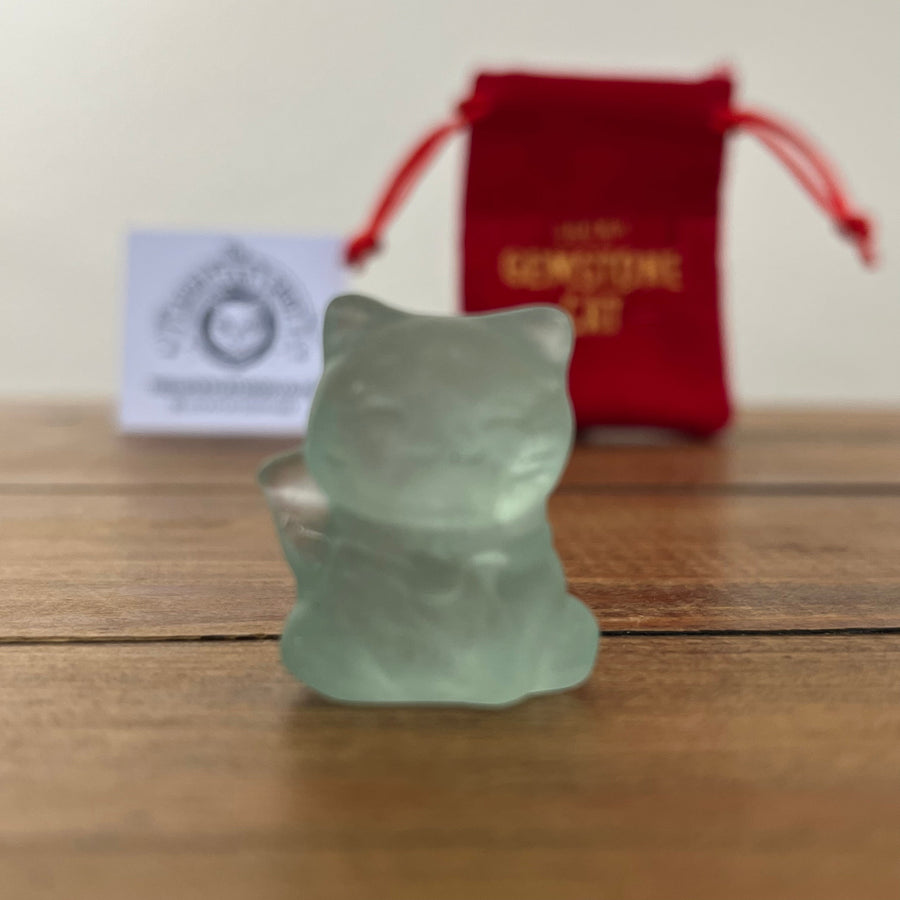 Green Fluorite Maneki Neko Gemstone Cat