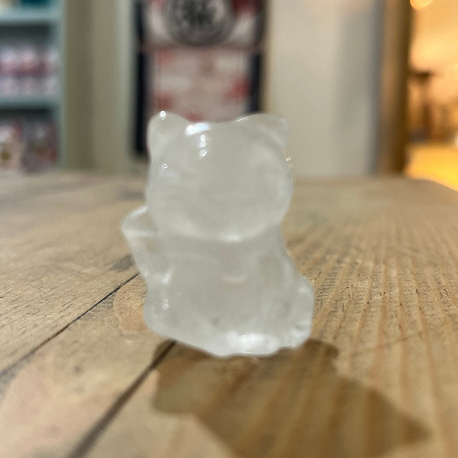 White Quartz Maneki Neko Gemstone Cat