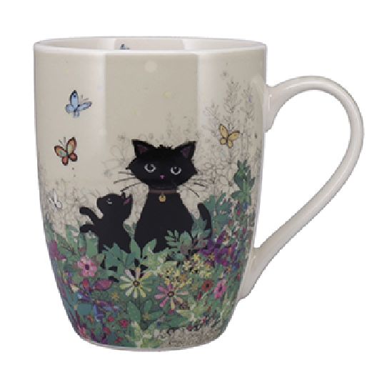 Garden Kitties Black Cats Mug